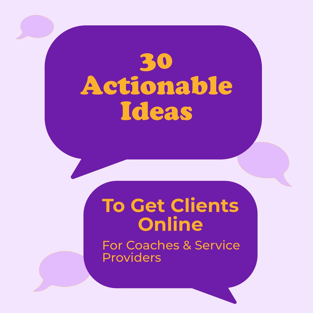 30 Actionable Ideas to Get Clients Online *digital Download- Workbook ...