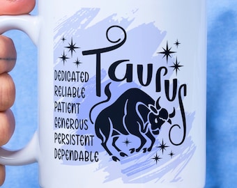 Taurus Mug, Taurus Zodiac Horoscope Mug, Birthday Mug Gift, Personalised Mug, Astrological Mug