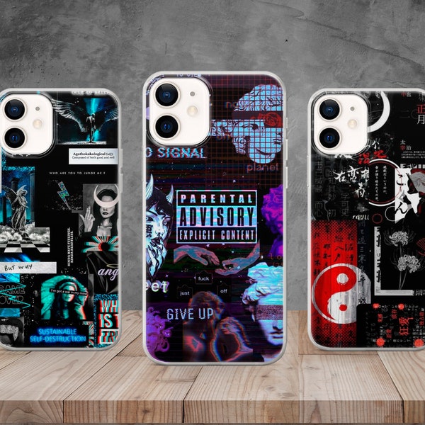 Anime Collage Phone Case Aesthetic Cover for iPhone 15, 14, 13, 12, 11, 8, Samsung S23, S22, A73, Huawei P40, P50, Pixel 8, 7, 6