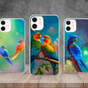 Parrot Art Phone Case Birds Cockatoo Cover for iPhone 16, 15, 14, 13, 12, 11, 8, Samsung S24, S23, S22, A73, Huawei, Pixel 9, 8, 7, 6