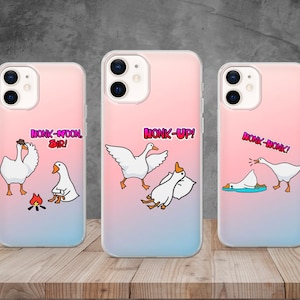 Funny Goose Phone Case Cartoon Duck Cover for  iPhone 15, 14, 13, 12, 11, 8, Samsung S24, S23, S22, A73, Huawei P40, P50, Pixel 9, 8, 7, 6