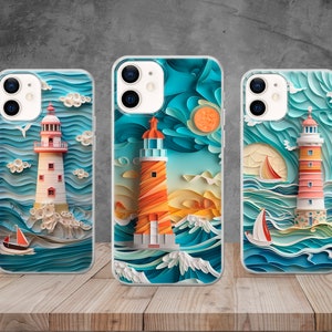 Lighthouse Nautical Phone Case Paper Cover for iPhone 17, 16, 15, 14, 13, 12, 11, Samsung S25, S24, S23, S22, A series, Pixel 10, 9, 8, 7