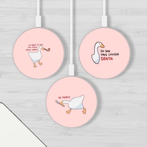 Angry Duck Wireless Charger Ducky Fast Charging Station for All QI Enabled iPhone 15, 14, X, 13, 12, Samsung S24, S23, S22, S21, S20