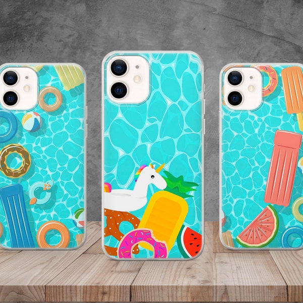 Creative Pool Phone Case Pool Summer Cover for iPhone 15, 14, 13, 12, 11, X, 8, Samsung S24, S23, S22, A73, A53, Huawei P50, Pixel 8, 7