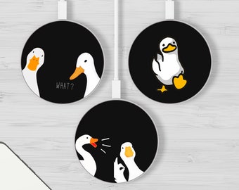 Funny Duck Wireless Charger Cute Fast Charging Station for All QI Enabled iPhone 15, 14, X, 13, 12, Samsung S24, S23, S22, S21, S20