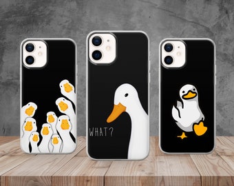 Coque de téléphone drôle en forme de canard pour iPhone 15, 14, 13, 12, 11, 8, Samsung S24, S23, S22, A73, Huawei P40, P50, Pixel 8, 7, 6