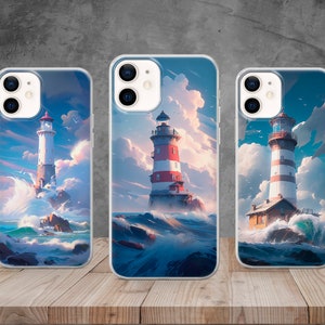 Funda para teléfono con diseño de faro náutico para iPhone 17, 16, 15, 14, 13, 12, 11, Samsung S25, S24, S23, S22, serie A, Pixel 10, 9, 8, 7