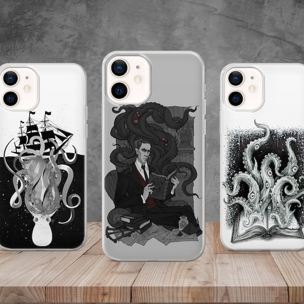 Lovecraft Cthulhu Phone Case Aesthetic Cover for iPhone 14, 13, 12, 11, X, 8, Samsung S24, S23, S22, A73, A53, Huawei, Pixel 7 Pro, 7, 6