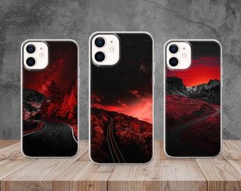 Red Road Phone Case Forest Cover for iPhone 14, 13, 12, 11, X, 8, Samsung A13, S22, A73, A53, Huawei P40, P50, Pixel 7, 6