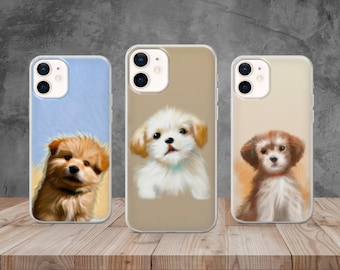 Cute Dog Phone Case Art Puppy Cover for iPhone 14, 13, 12, 11, X, 8, Samsung A13, S22, A73, A53, Huawei P50, Pixel 7, 6