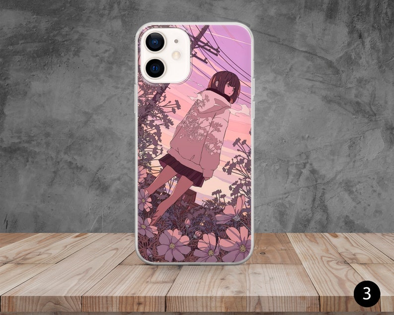 Anime Girl Phone Case Aesthetic Cover for iPhone 15, 14, 13, 12, 11, 8, Samsung S24, S23, S22, A73, Huawei P40, P50, Pixel 8, 7, 6 3