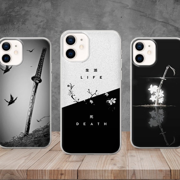 Anime Katana Phone Case Japan Samurai Cover for iPhone 15, 14, 13, 12, 11, 8, Samsung S24, S23, S22, A73, Huawei P40, P50, Pixel 8, 7, 6