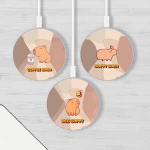 Funny Capybara Wireless Charger Fast Charging Station for All QI Enabled iPhone 15, 14, X, 13, 12, Samsung S24, S23, S22, S21, S20