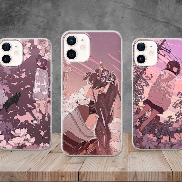 Anime Girl Phone Case Aesthetic Cover for iPhone 15, 14, 13, 12, 11, 8, Samsung S24, S23, S22, A73, Huawei P40, P50, Pixel 8, 7, 6