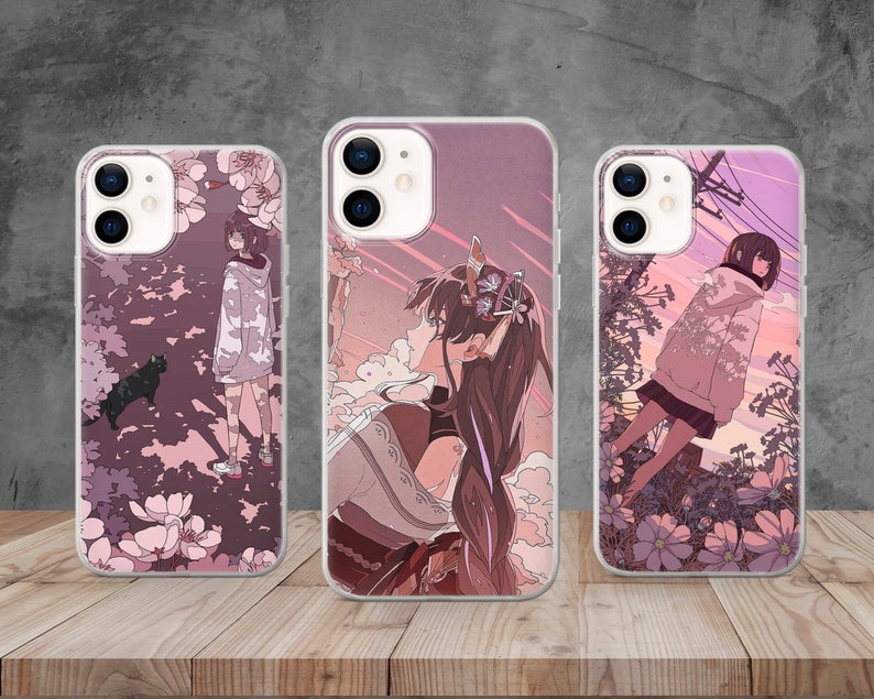 Anime Girl Phone Case Aesthetic Cover for iPhone 15, 14, 13, 12, 11, 8, Samsung S24, S23, S22, A73, Huawei P40, P50, Pixel 8, 7, 6 image 1