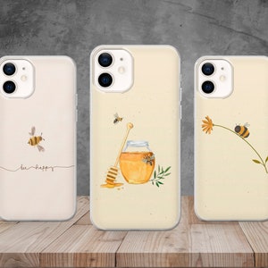 Aesthetic Simple Bee Phone Case Honeybee Cover for iPhone 15, 14, 13, 12, 11, 8, Samsung S24, S23, S22, A73, Huawei P40, P50, Pixel 8, 7, 6