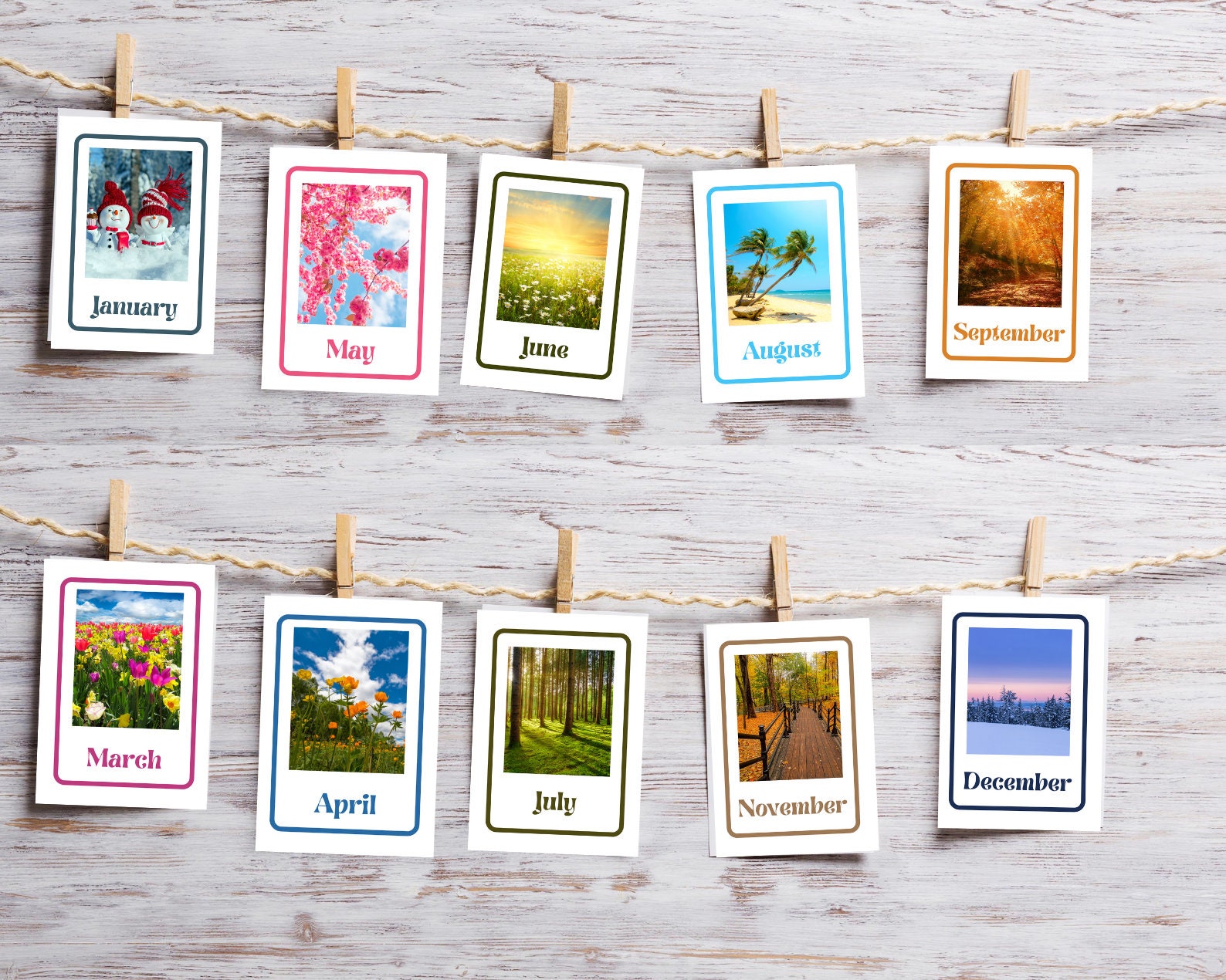 Months of the Year Printable Flashcards Homeschool Learning Etsy Hong