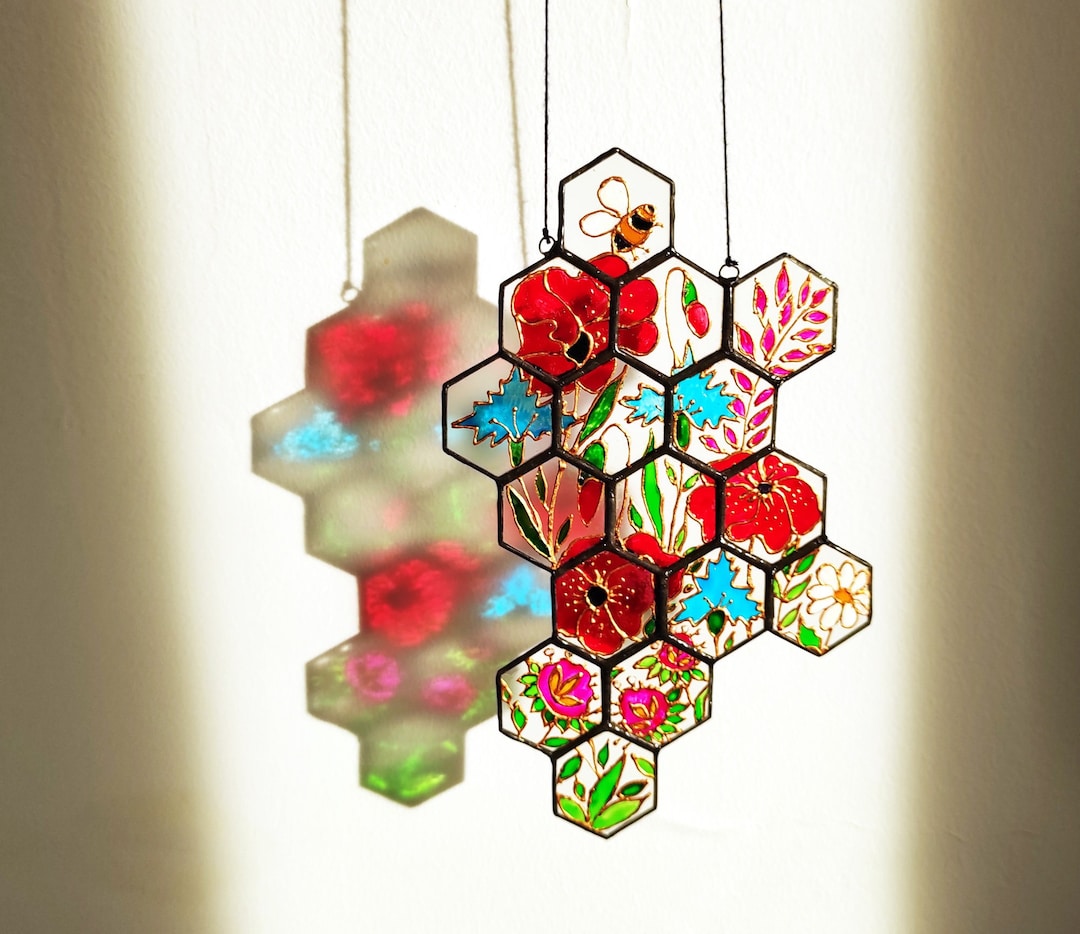 Wildflowers Art Stained Glass Suncatcher Window Hangings,