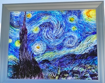 Van Gogh Starry Night Stained Glass Suncatcher: Hand-Painted Window Decor