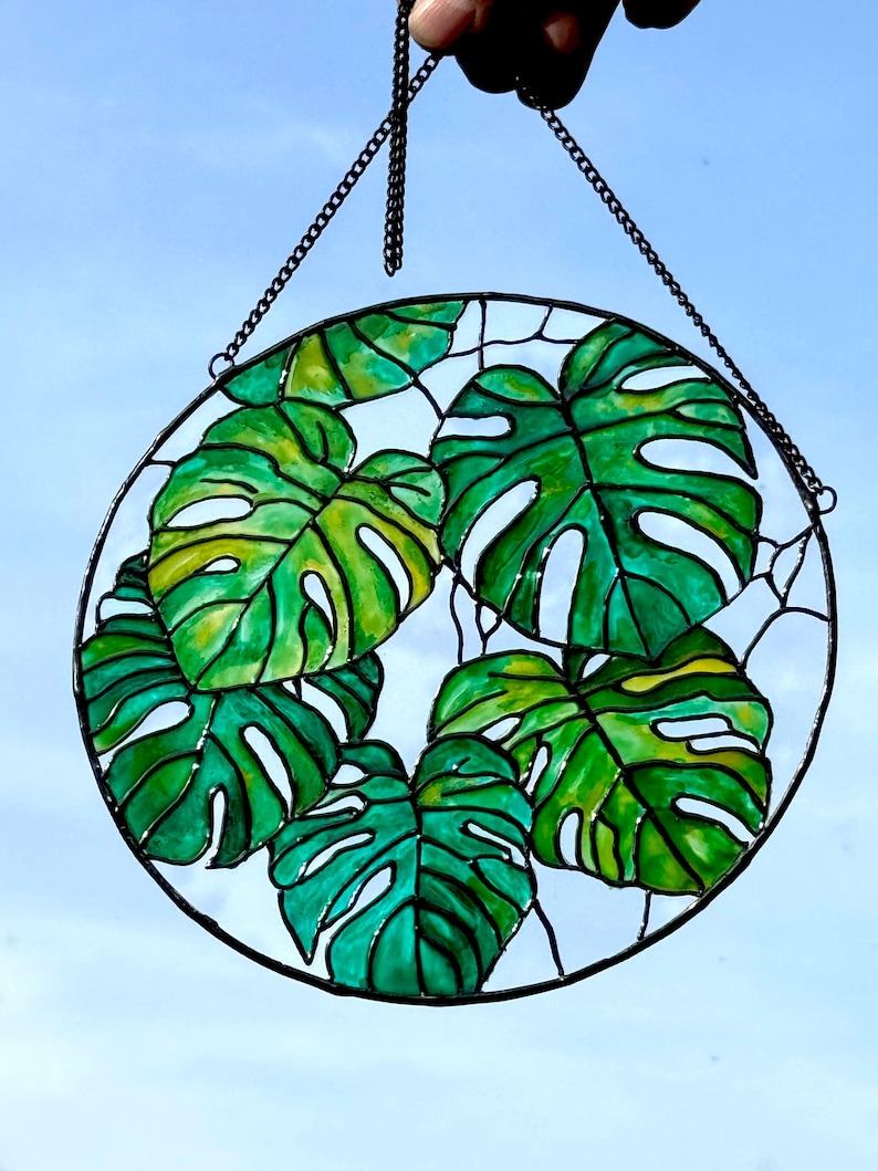 Monstera Suncatcher Stained Glass Window Hanging Plant Decor - Etsy