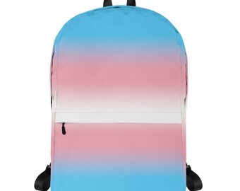 Transgender Pride Backpack with Laptop Compartment Ombre Trans Flag LGBTQ Pride FTM MTF Bag Case School University College