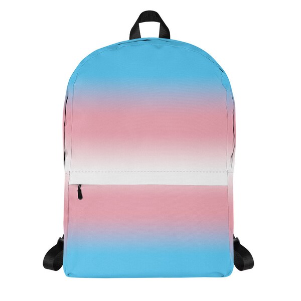 Transgender Pride Backpack with Laptop Compartment Ombre Trans Flag LGBTQ Pride FTM MTF Bag Case School University College