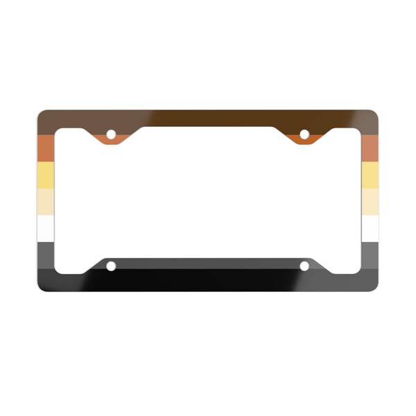 Gay Bear Pride Flag Metal License Plate Frame (without Claw)