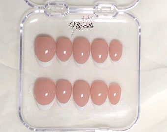 French nails , French faux ongles , faux ongles , trendy press on nails , 3D faux ongles , pink press on nails