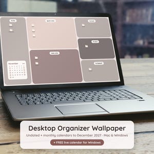Fond d'écran Organiseur de bureau avec calendrier 2026-2027, fond d'écran non daté pour ordinateur portable Mac et Windows