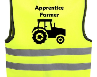 Personalised Apprentice Farmer Baby Childrens Kids Hi Viz Safety