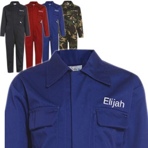Kids personalised name stitched boilersuit coverall for work dress up parties