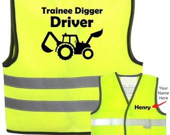 Veiligheidsvest met hoge zichtbaarheid voor kinderen: Hi Viz-jas voor kinderen in opleiding Digger Driver