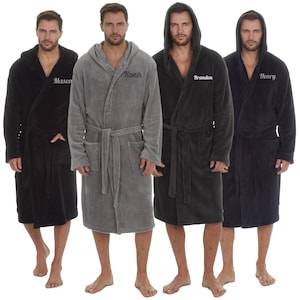 Elevate Cozy: Personalised Men&#39;s Fleece Hooded Robe – The Ultimate Winter Warmer!