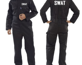 SWAT Officer Costume: Men's Police FBI Jumpsuit Cop Marksman Uniform Fancy Dress