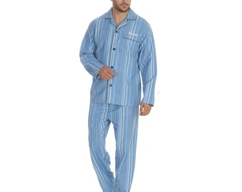 Personalised Men's Classic Pyjama Set – Stripe or Check Shirt & Lounge Pants Nightwear