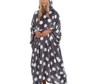 Manta de forro polar con capucha personalizada, caftán / bordado personalizado, extragrande y cómodo