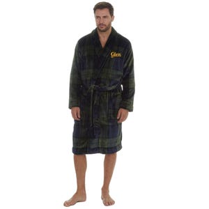 Personalisierte Herren Fleece Robe - Gold Name Stickerei, Schalkragen | Luxus Geschenk