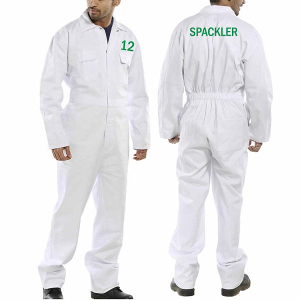 Adults White Caddie Uniform Coverall Boilersuit Caddy With Custom Name & Number Golf Fancy Dress