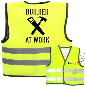 High Visibility Safety Vest for Kids: Builder At Work Children's Hi Viz Jacket