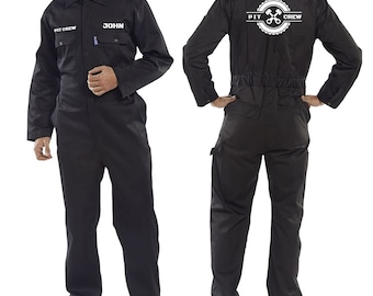 Adults Pit Team Crew Named Personalised Boilersuit Coverall All In One Outfit Dress Up Professional Work Day out