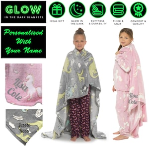 Personalized Kids Glow-in-the-Dark Blanket - Custom Name Bedtime Fun