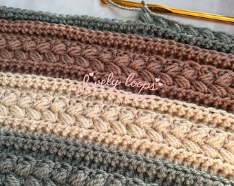 The Farmhouse Throw, Crochet Blanket Pattern, Easy Textured Rustic Afghan, US&UK Terms (PDF) Detailed Picture Tutorial to make any size