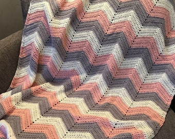 Chevron crochet blanket pattern, PDF instant download, easy beginner friendly pattern