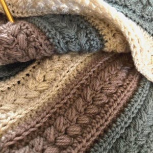 The Farmhouse Throw, Textured Crochet Blanket Pattern - Rustic Afghan PDF
