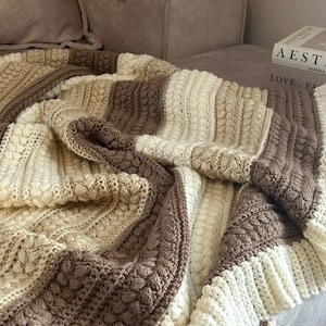 The Country Cottage Crochet Blanket Pattern - Easy Textured Rustic Afghan PDF