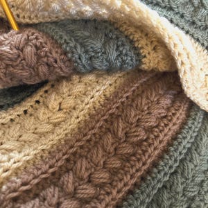 Easy Textured Crochet Blanket Pattern PDF, Lovely Modern Afghan, detailed guide,  Instant Download. UK&US terms, instructions to alter size