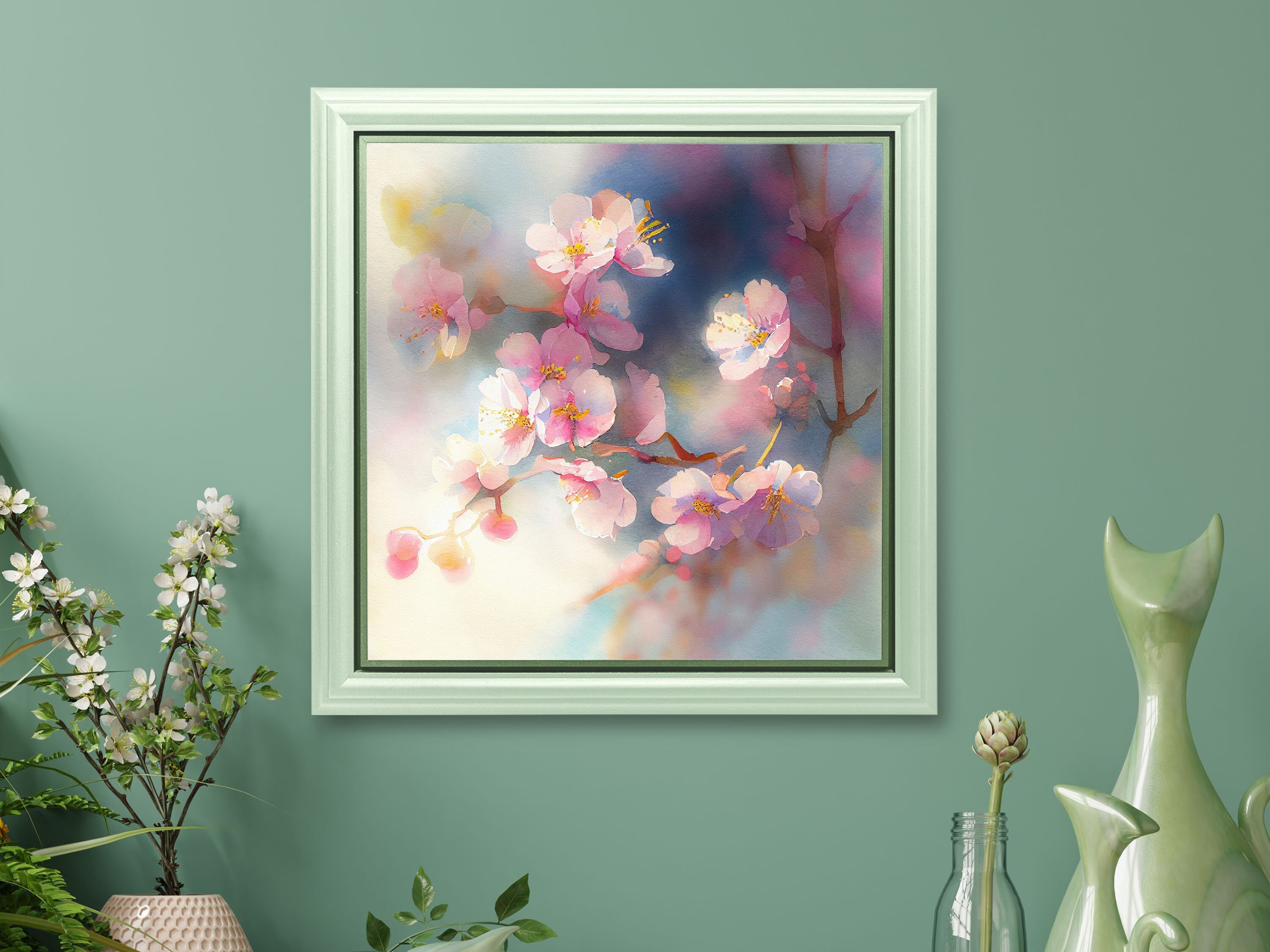Cherry Blossom Wall Art Japanese Watercolor Art Print - Etsy