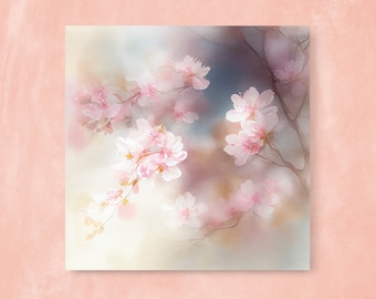 Lámina artística japonesa de flores de cerezo en acuarela (descarga digital)