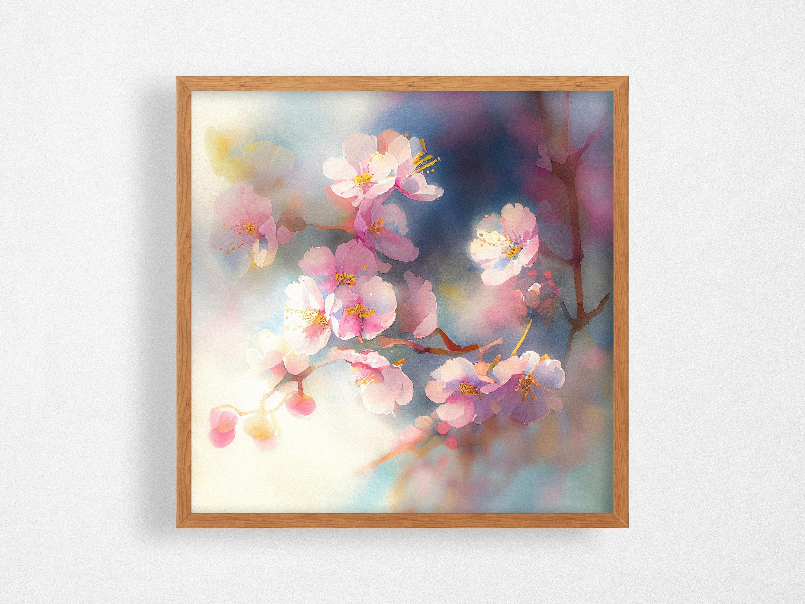 Cherry Blossom Wall Art Japanese Watercolor Art Print - Etsy
