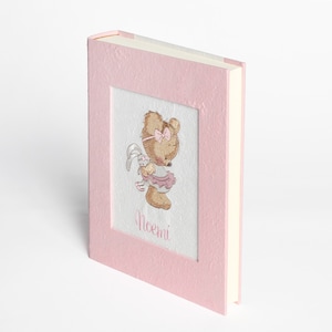 Album portafoto personalizzato con carta naturale ricamata rosa per bimba (SENZA SCATOLA)